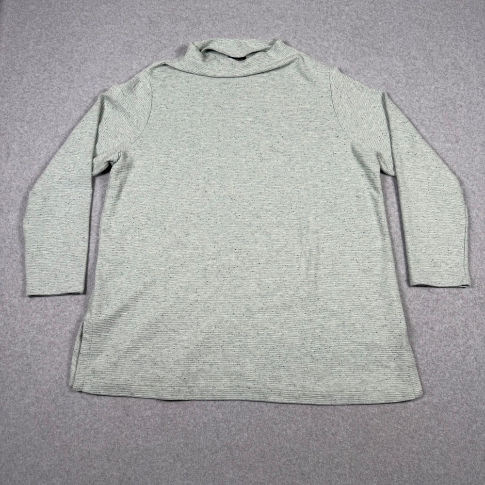 J. Jill Wearever Sage Green Ribbed Funnel Neck Top Womens XL Long Sleeve Cozy